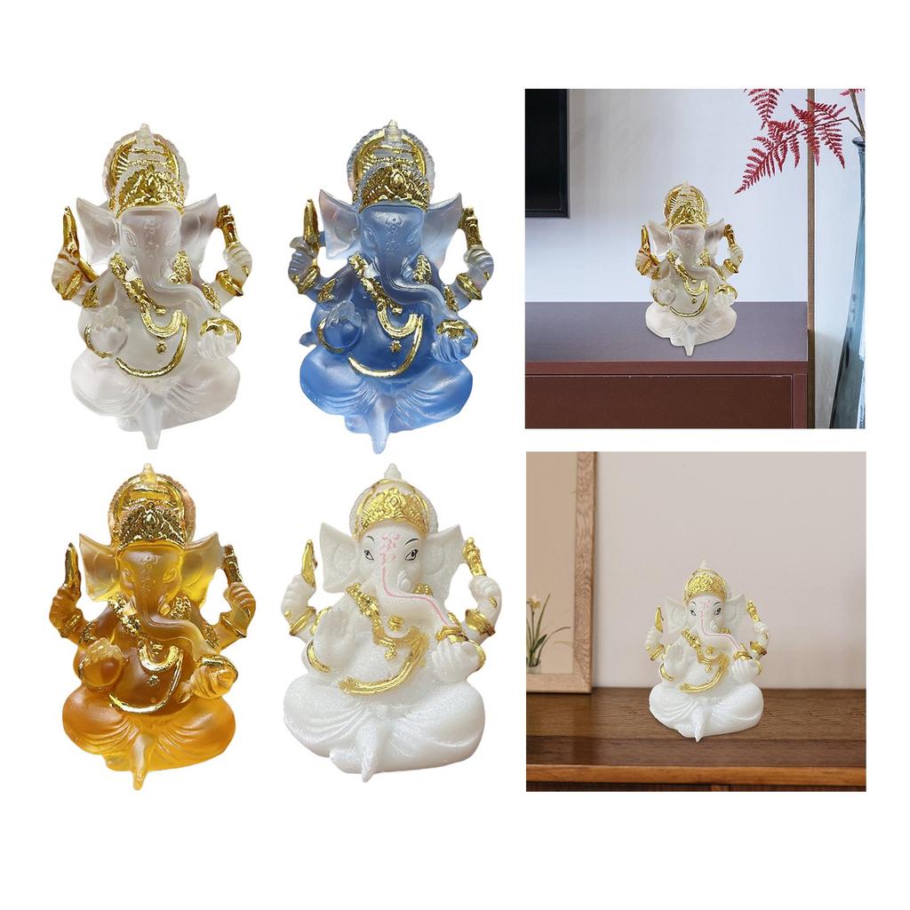 Ganesha Sitting Buddha Statue Sculpture Decorative Stylish Elegant Carving Figurine Tabletop Decoration for Housewarming Gift