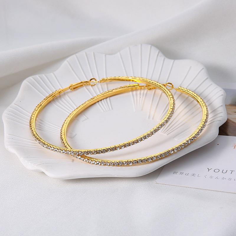 Exaggerated Full Diamond Geometric Circle Earrings Korean Temperament Versatile Large Earrings Earrings Earrings Earrings Women