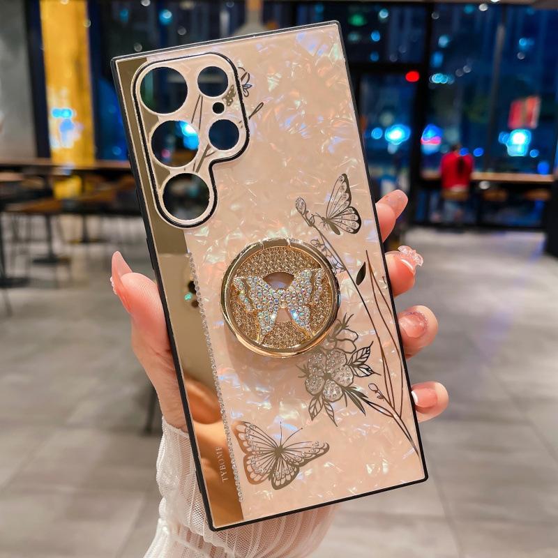 Suitable for Samsung Galaxy S24ultra Mobile Phone Case Fashion Luxury Flash Drill Bracket A72 A55 Protective Case S23