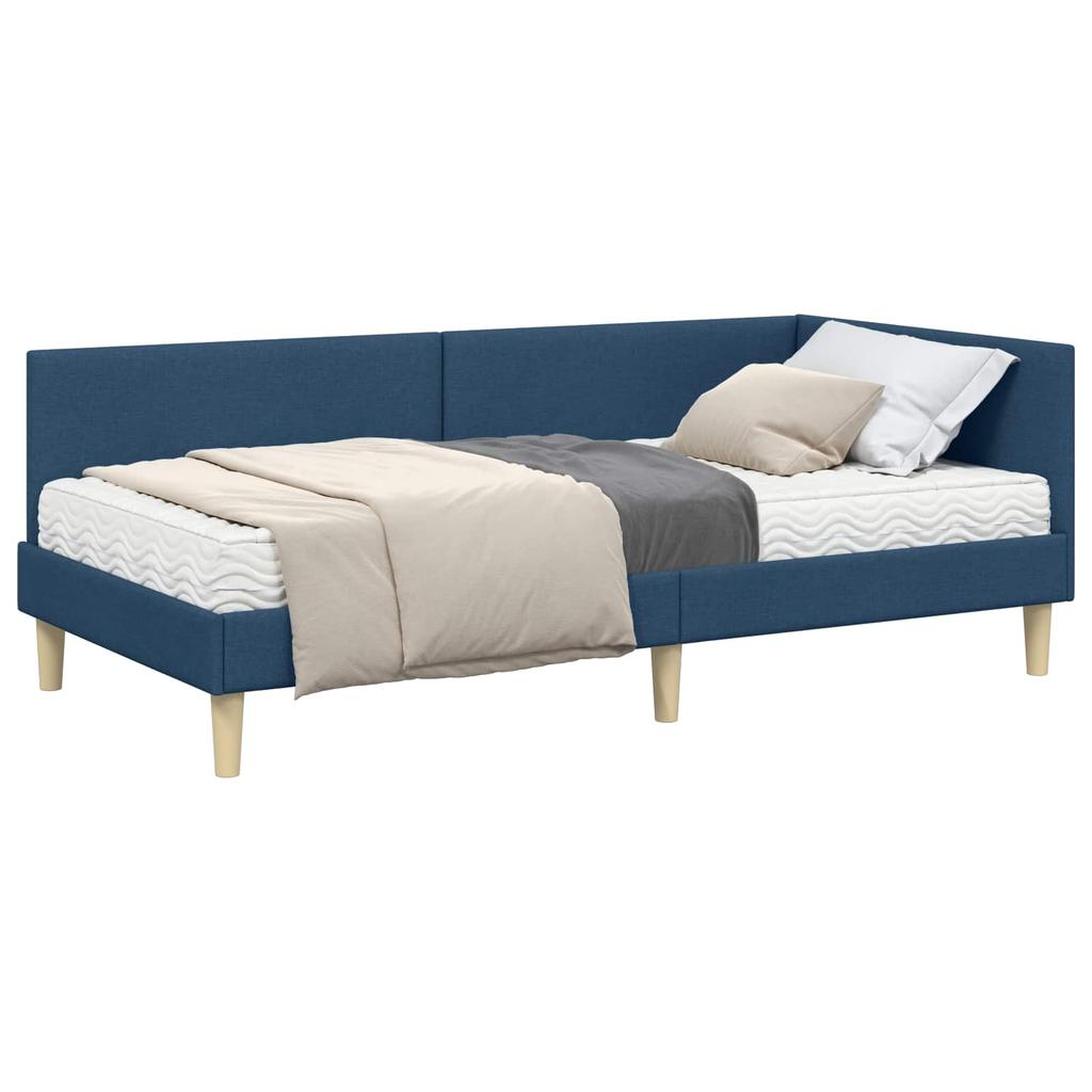 Corner Bed Frame with Mattress Other 2 Pcs Blue Fabric