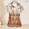 Women Plus Size Scrub Top V Neck Short Sleeve Mystical Potion Floral Printed With Front Pockets