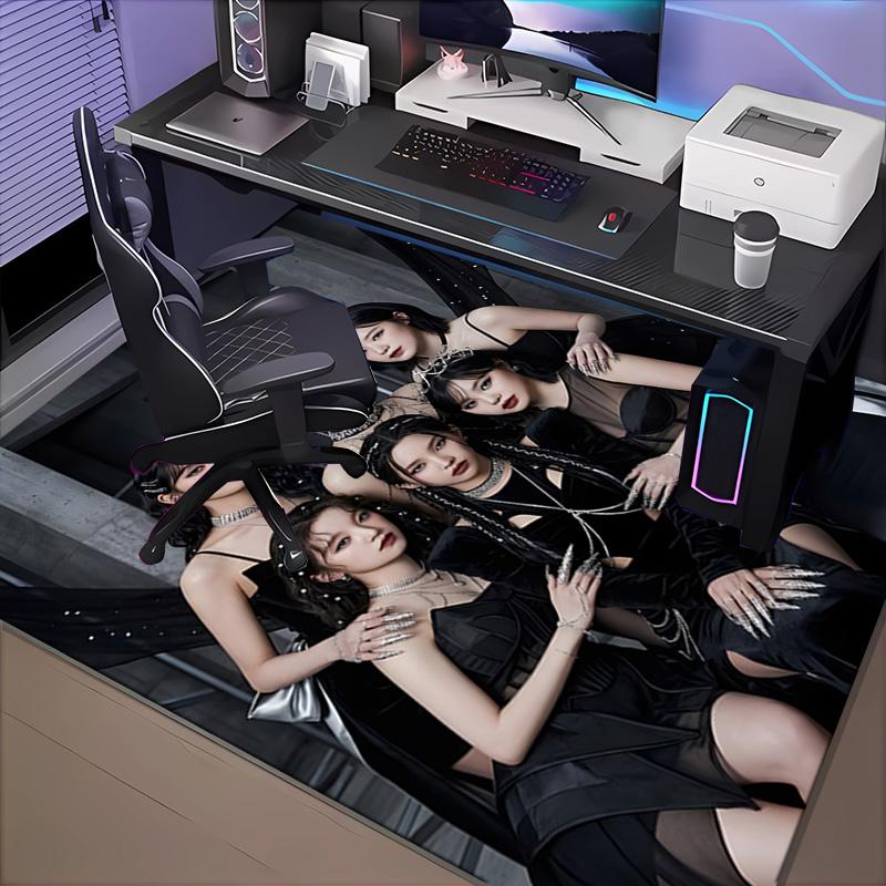 Kpop idle Rug Office Carpet Non-Slip Mat, Chair Rug Floor Covering for Gaming, Bedroom, Living Room , Home Decor Christmas Gift