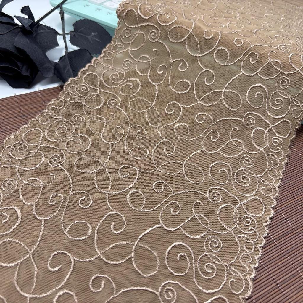1m x 21.5cm Stretchy Embroidery Tulle Lace, Embroidered Net Sewing Fabric Lace for Dress, Lingerie, Bra, Underwear, Garment