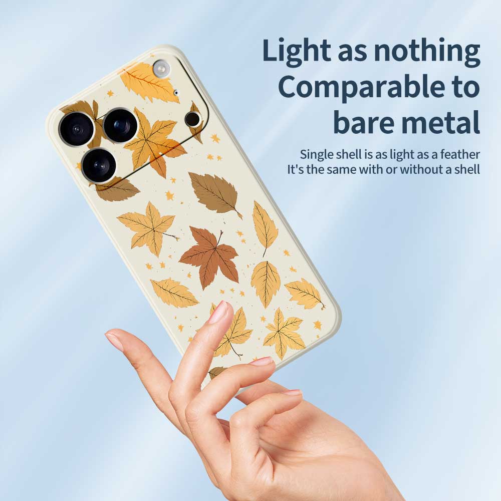 For iPhone 17 Pro Case Maple Leaves Pattern Printing Straight Edge TPU Phone Back Cover