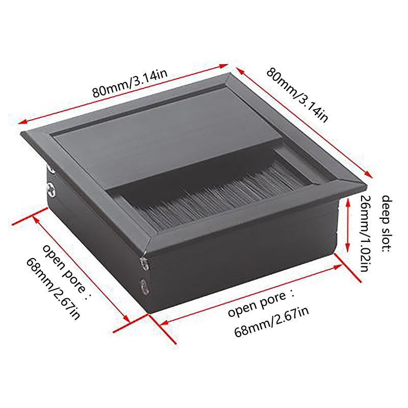 

Настольный кабель-громоотвод Крышка отверстия для проводов Порт вывода линии Крышка коробки для прокладки кабелей Коробка для прокладки кабелей Органайзер для кабелей для офисного стола 80X80 мм чёрный