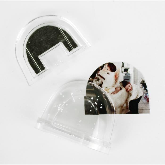 Demi boule à neige - MegaCrea DIY - Inclusion photo - 5x6,5x2,6cm - Plexy - Aimanté