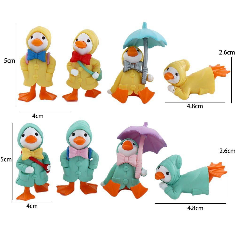 4Pcs/Set Gift Cute DIY Resin Raincoat Duck Cartoon Animal Fairy Garden Miniature Figurine Micro Landscape Cake Decoration