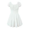Girl age reduction French retro court style sweet pleated square neck bubble sleeves slim and thin mini dress