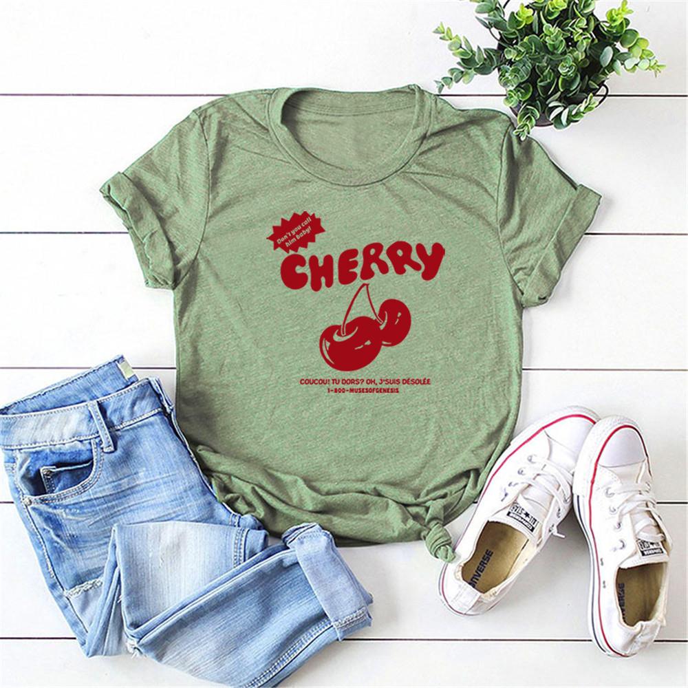 Cherry Vintage Shirt Cute Cherries Graphic Tee Women Y2k Aesthetic Tshirt Short Sleeve Summer Tees Retro 90s Harajuku Tops