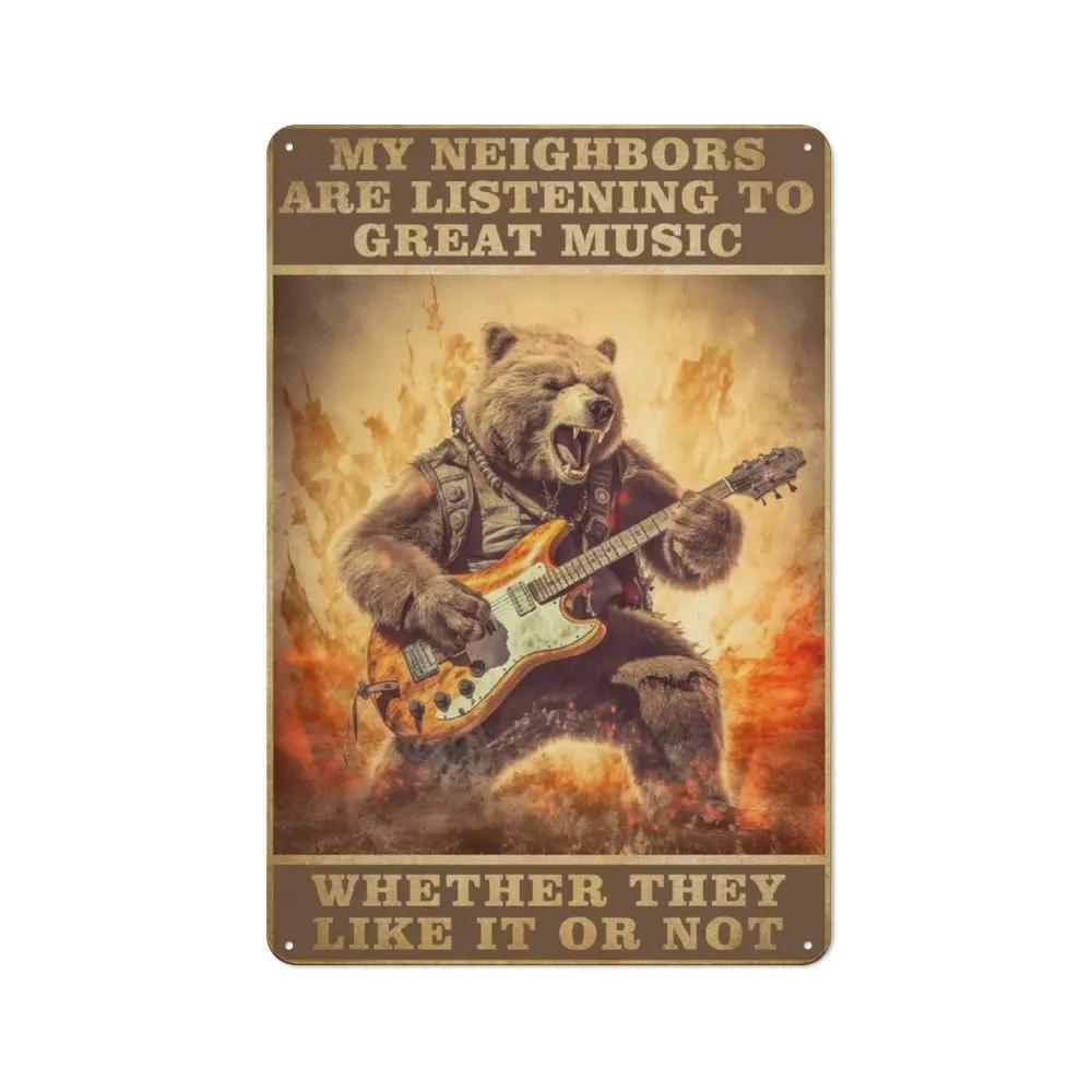 Rock Guitar Vintage Tin Sign Music Poster Wall Plaque Retro Tinplate Crafts Decor for Bar Garage Club Night Rock Party
