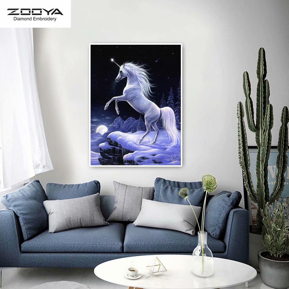 

ЗООЯ DIY 5D Полный Круглый Алмазная Картина Красивый Единорог Вышивка Крестом Ремесло Стежок Домашний Декор