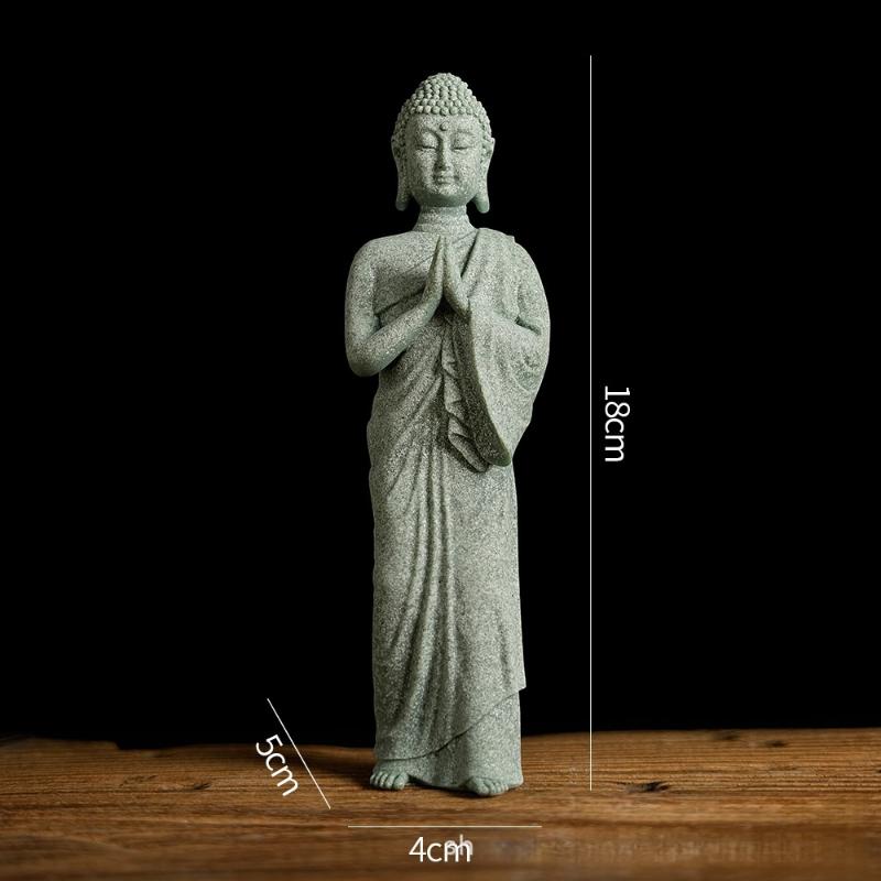 1 szt. Mini Figurka Buddyzmu Dekoracja Biurka Dekoracja Domu Statua Zen Zielony Piaskowiec Ornament Tajlandia Statua Buddy Ozdoba Ogrodowa Dekoracja Akwarium