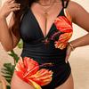 Damen S Floral Print Sexy Rückenfrei Eng Übergröße Badeanzug
