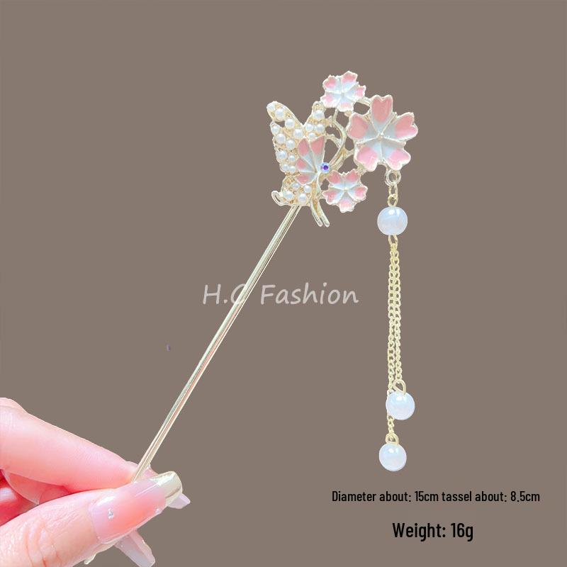 Cherry Blossom Tassel Hairpins: Elegant Hanfu Inspired Hair Accessories for Spring and Summer
