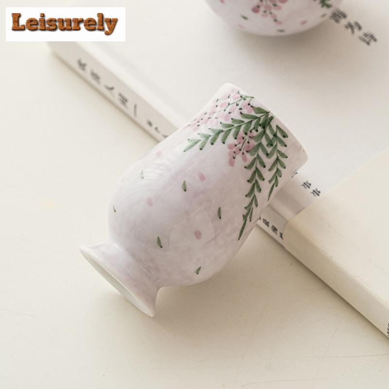 2pc/set Hand Drawn Wisteria Flower Teacup Bouquet Waist Cup Ladies' High-value Host Cup Smlling Fragrant High Footed Mug 75ml