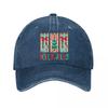 Holly Jolly Christmas Tree Bow Striped Decor Washed Baseball Cap Outdoor For Womens Unisex FeUnisex