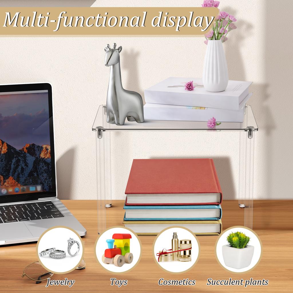 Acrylic Display Risers With 4 Legs Acrylic Stand Clear Shelf Riser Display Stand for Decoration and Organizer