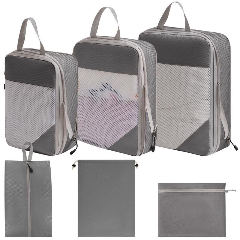 7-Piece Travel Compression Organizer Set for Clothes, Shoes, and Cosmetics