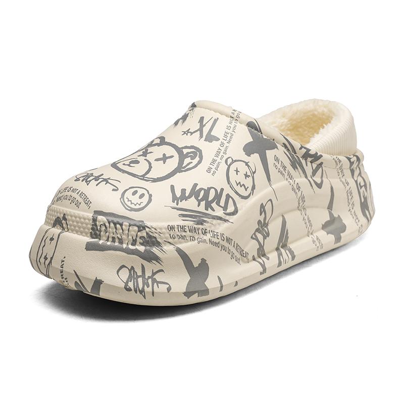 Cotton Slide Shoes For Men And Women, Autumn And Winter Home Wear, Anti-Skid, Warm, Thick-Soled, Fleece-Lined Cotton Shoes For Couples
