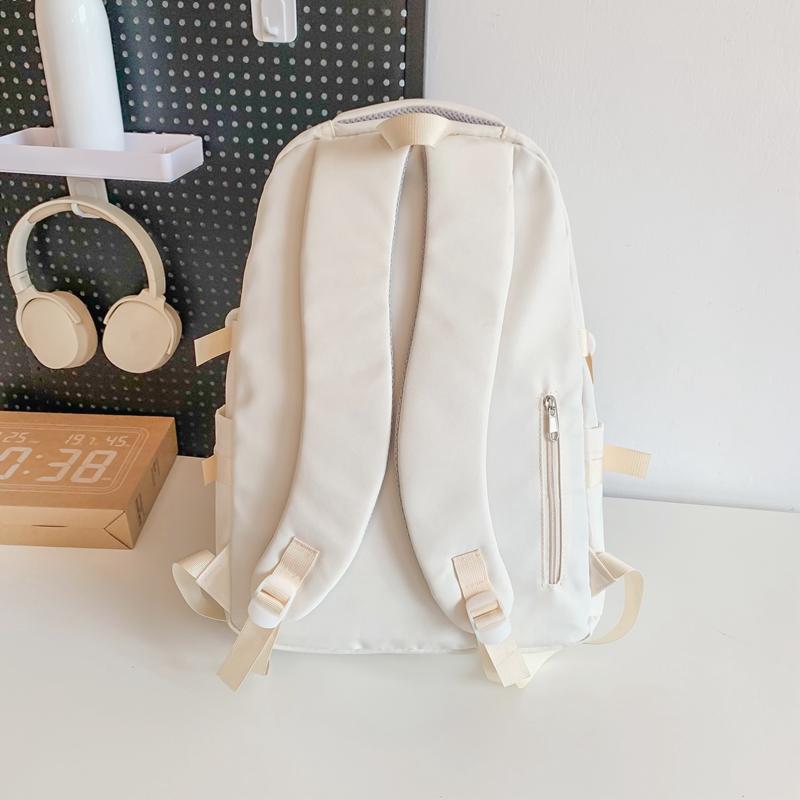 Backpack Female Junior Senior High School Student Schoolbag Solid Color Large Capacity Backpack