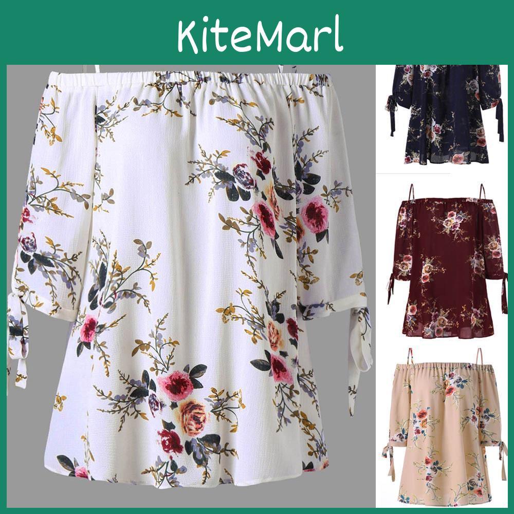 Modische Damen-Oberteile in Übergröße mit Blumenprint, schulterfrei, Camisole
