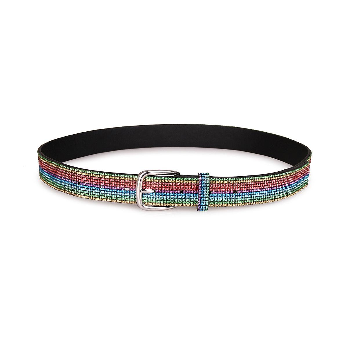 

Европейский и американский радужный пояс Женский летний горячий бриллиантовый красочный тонкий пояс-цепочка Декоративное платье с юбкой пояс 100cm