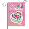 Memorial Happy Birthday In Heaven Cake Decorative Garden Flag, Pink Funeral Small Yard Outside Decoration Sympathy Gift, Cemetery Outdoor Home Decor D