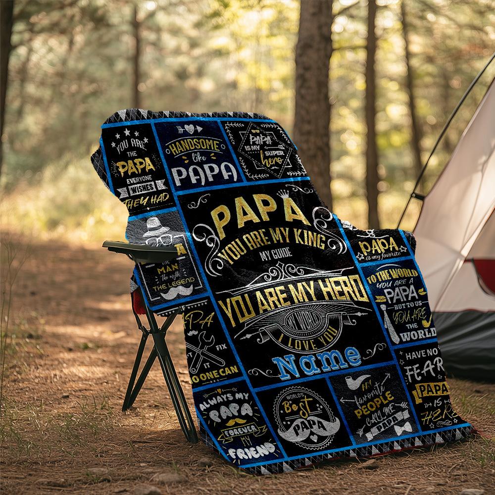 240Gm2 Celebrating Fatherhood Outdoor Customize Your Name Blanket Comfortable Soft Lightweight Multipurpose Blanket For Travel Camping Picnics Sofa