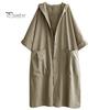 Women Outwear Spring Autumn Trench Coat Solid Color Loose Hooded Ladies Overcoat Streetwear Literary Style Single Breasted Windbreaker for Working