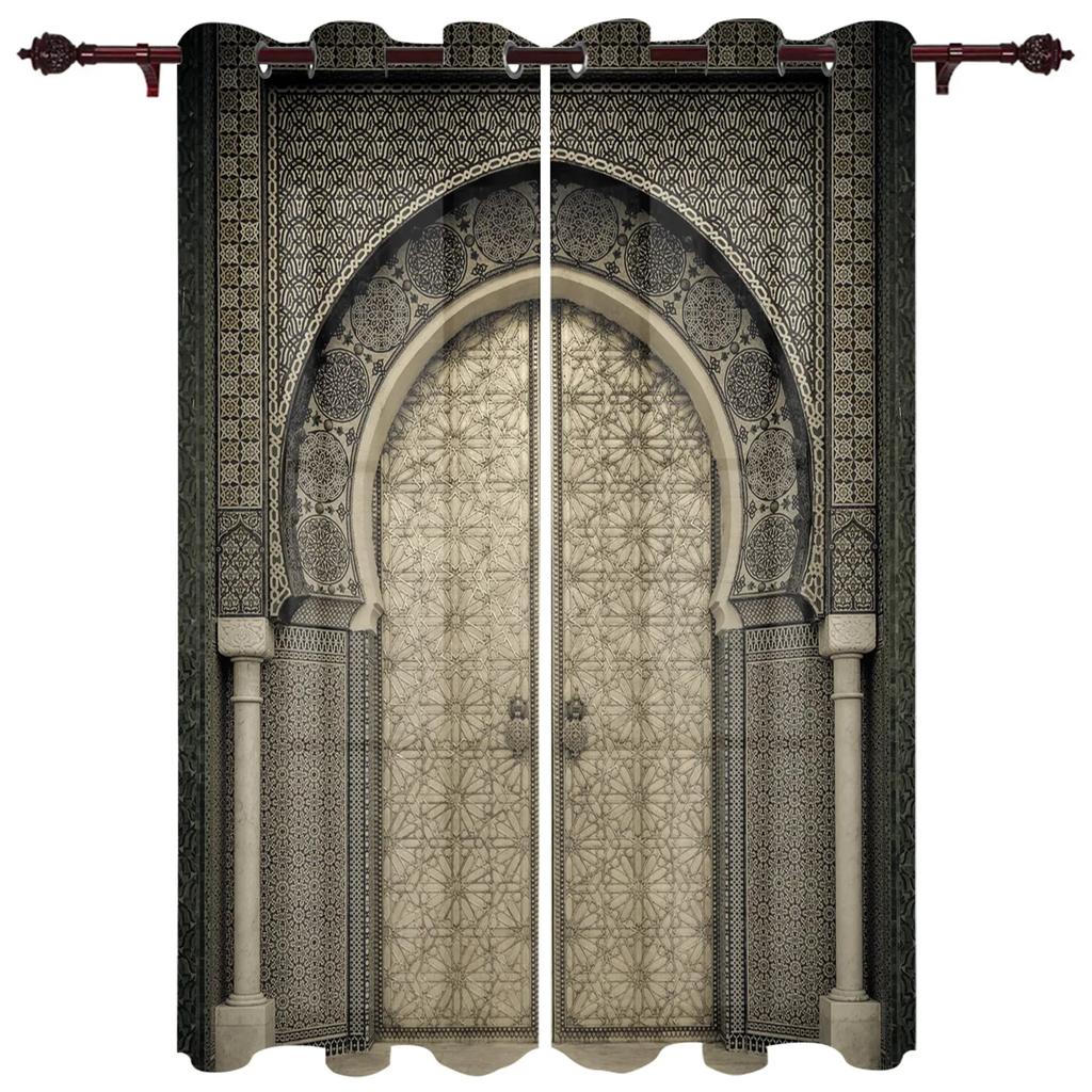 Modern Moroccan Medieval Vintage Door Curtains Bedroom Living Room Drapes Kitchen Children Window Curtain Home Decor Polyester Ideal For Sitting