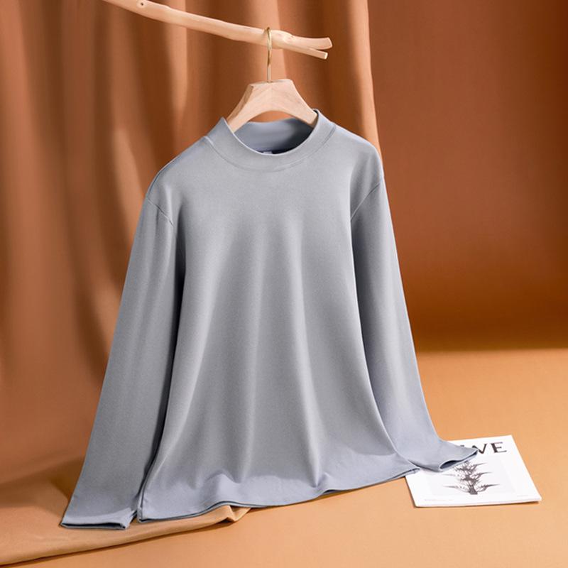 Women's Korean Style Double-Sided Velvet Long-Sleeve Turtleneck Top - Solid Color