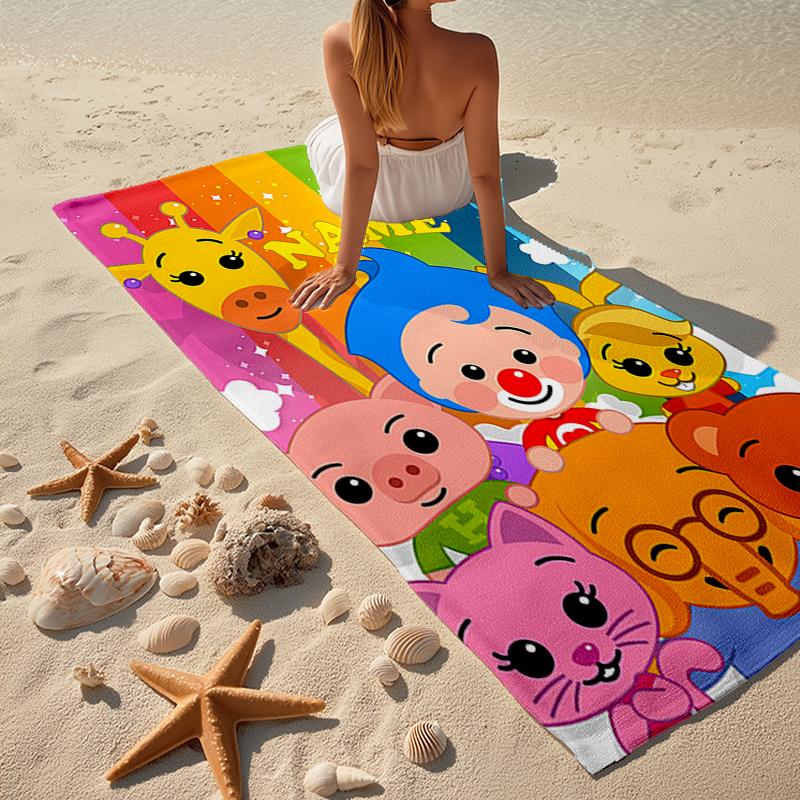 Custom Name Ultra-Soft Beach Towel with Plim Plim Theme,Ideal for Pool - Camping, Diving - Perfect Travel Essential, Vibrant Beach Towel.