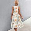 Women's Summer Sleeveless Valentine's Day Printed Loose Splicing Casual Hanging Neck Beach Dresses
