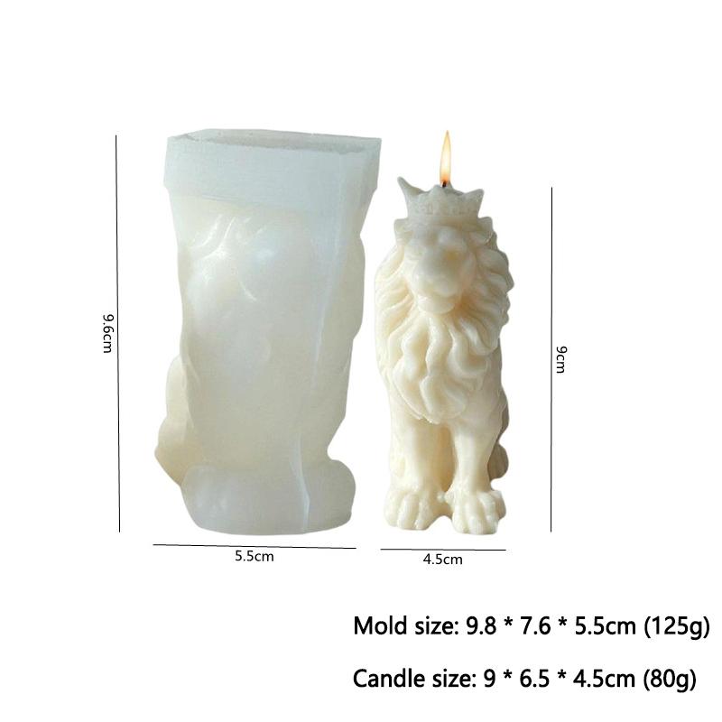 1pc Cute Lion Silicone Candle Mold Handmade 3D Sitting Lion King Animal Soap Paste Resin Cement Casting Mold