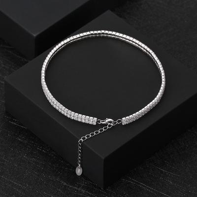Jewellery S925 Sterling Silver Adjustable Double Row 2mm Tennis Ball Chain Anklet 2.0mm Olive Piece Chain