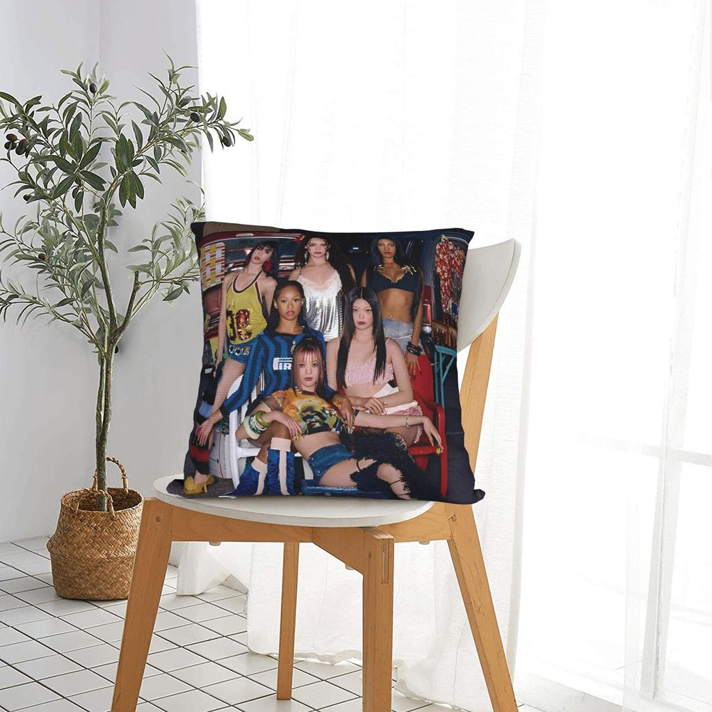 Katseye Kpop Stil Quadratische Kissenhülle Polyester Überwurf Kissen Koreanischer Stil Neuheit Kissenbezüge