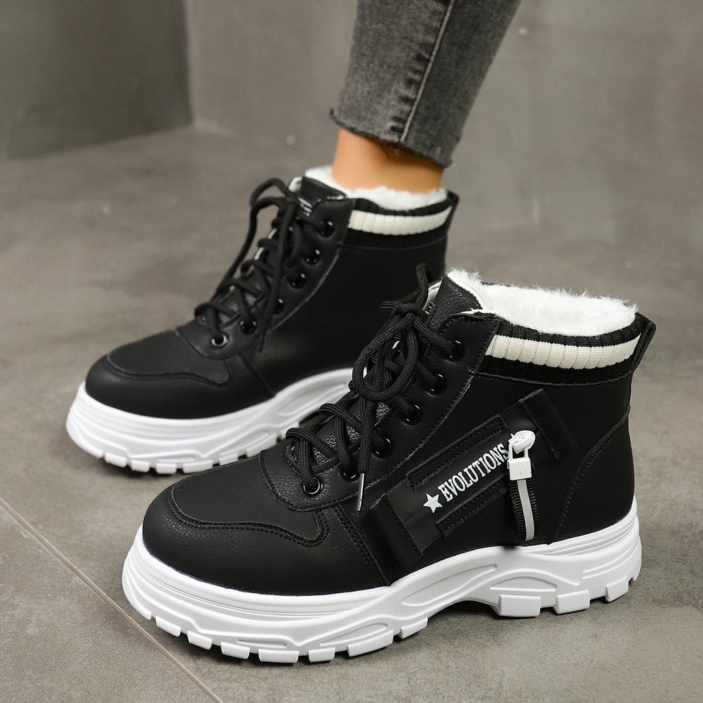 Fashion New Winter Warm Ankle Boots with Fleece for Women, Thick-soled Boots, Sporty, Casual and Comfortable