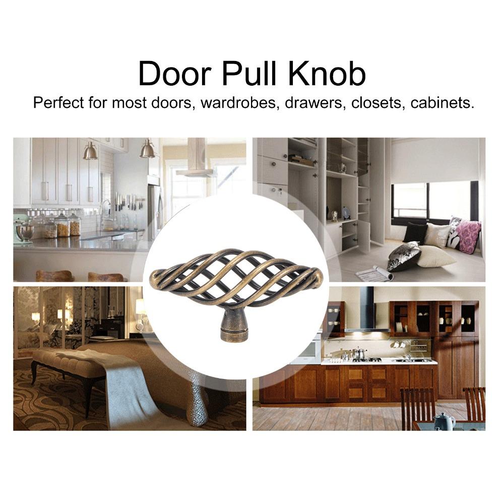 4pcs Iron Drawer Pulls Oval Shape Door Handles Vintage Cabinet Knobs  Kitchen