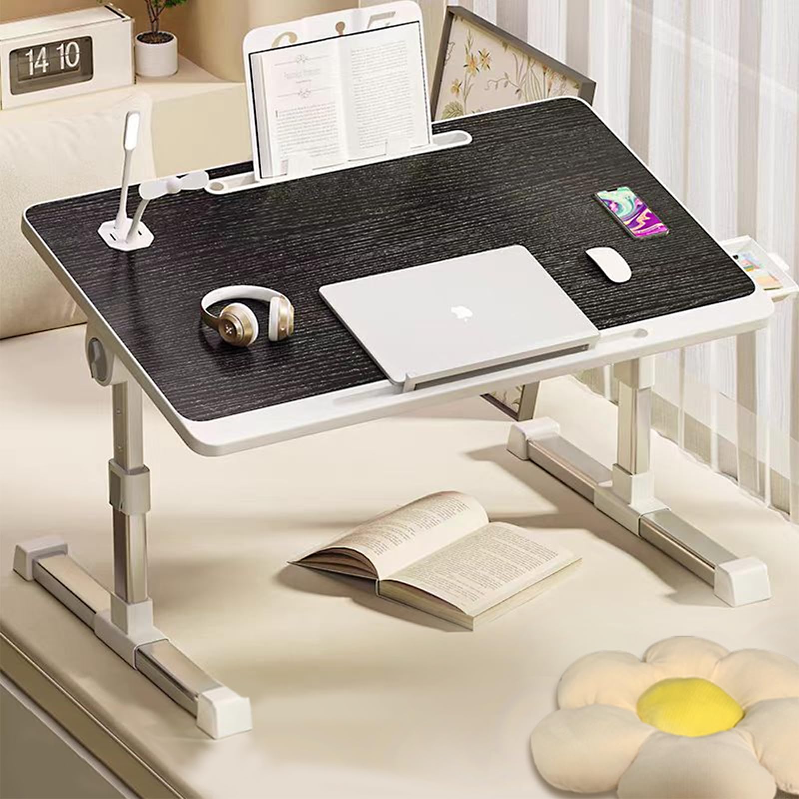 

Складной кофейный прикроватный столик для ноутбука на коленях, складной чабудай, мини-столик для учебы, настольный столик для одного ПК, регулируемый, обеденный, легкий, стол, стол, многофункциональный, чёрный