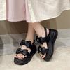 Women's High Heels 2025 High Quality Square Heels Mary Jane Bow Round Toe Buckle Dress Party Women's High Heels Chaussure Femme