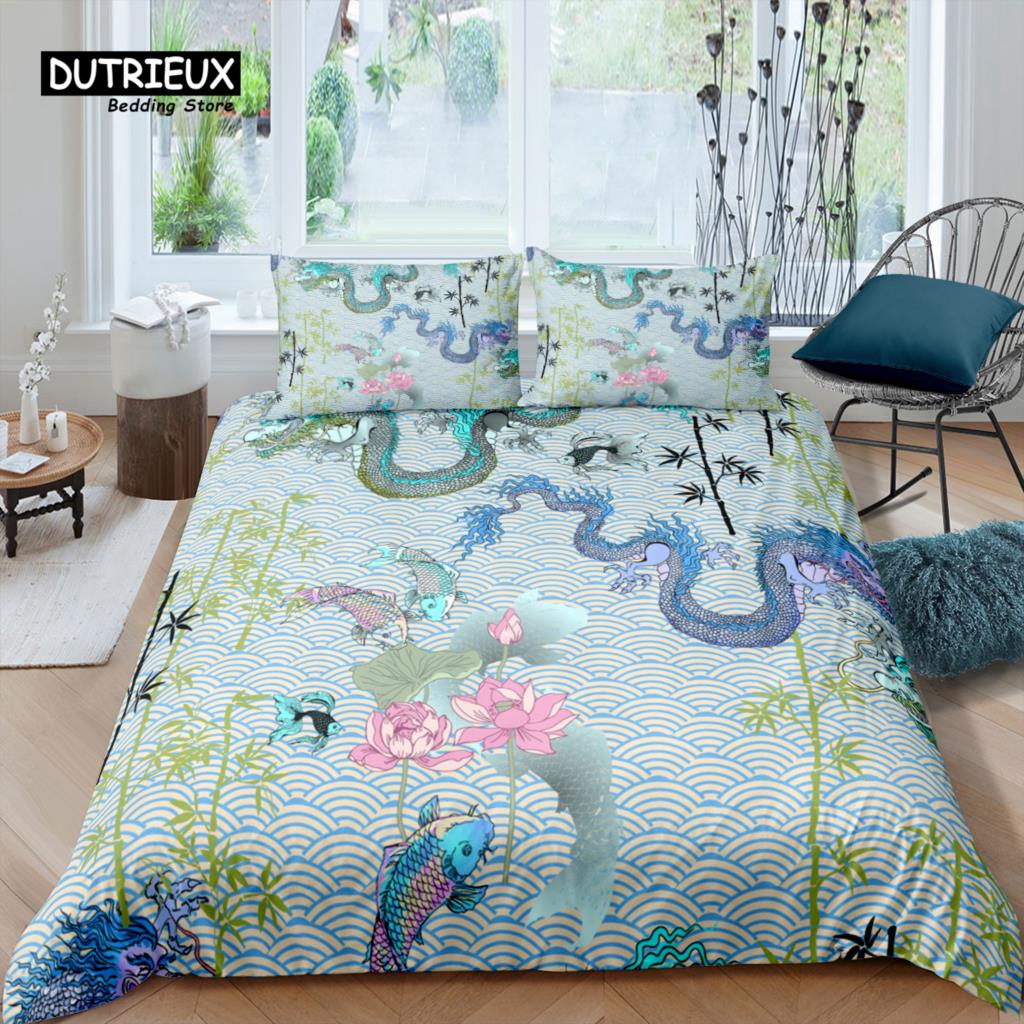 

Домашний Уют Роскошный 3D Набор Постельного Белья с Драконом Цветочная Пододеяльная Наволочка Королевский Размер Queen и King EU/US/AU/UK Размер Одеяло Постельное Белье (135x200cm)