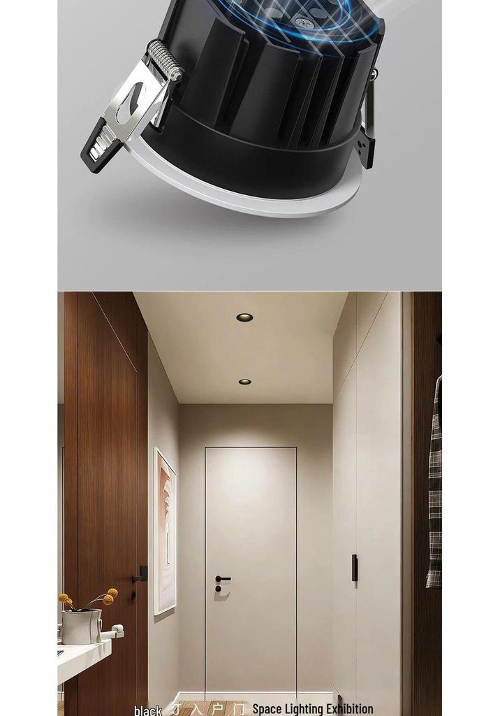 Frameless 75mm LED Downlight, Deep Anti-Glare, Eye-Protective Spotlight for Living Rooms.