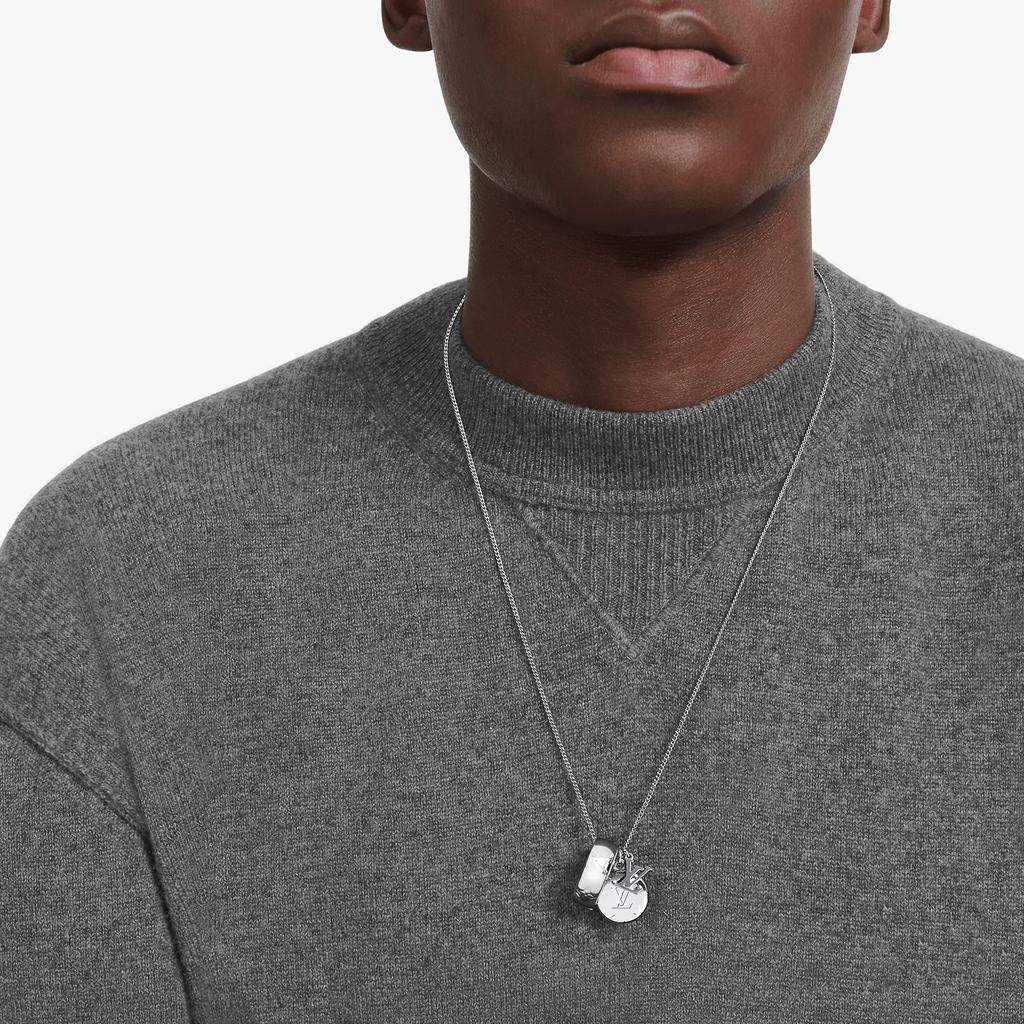 Louis Vuitton Charms Pattern Engraved Necklace Unisex necklace Silver M62485