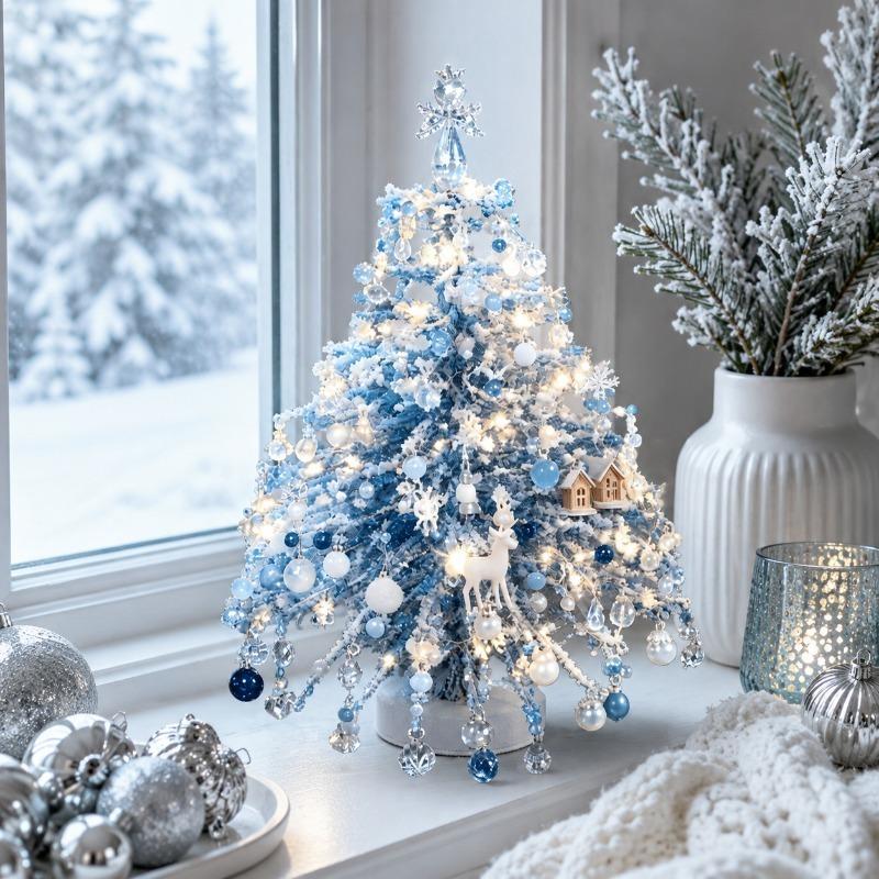Diy Beaded Christmas Tree Kit – Crystal Bead Holiday Craft Set With Led Lights, Home Decor Gift For Adults & Kids