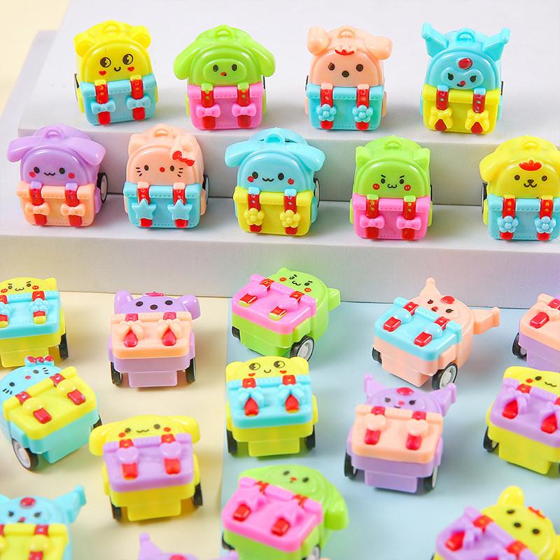 Inertia Mini Cartoon Backpack Design Children Toy Car For Kid Entertainment