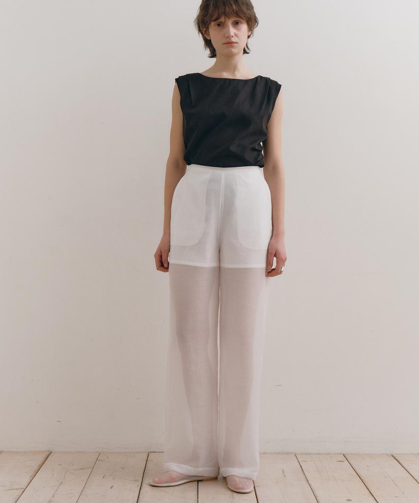 Loutaideu Sheer Layered Skirt Pants [White]