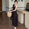 Summer French Retro Floral Suspender Skirt Printed Large Size Women's Clothing Fat Mm Wear Thin Waist Long Skirt