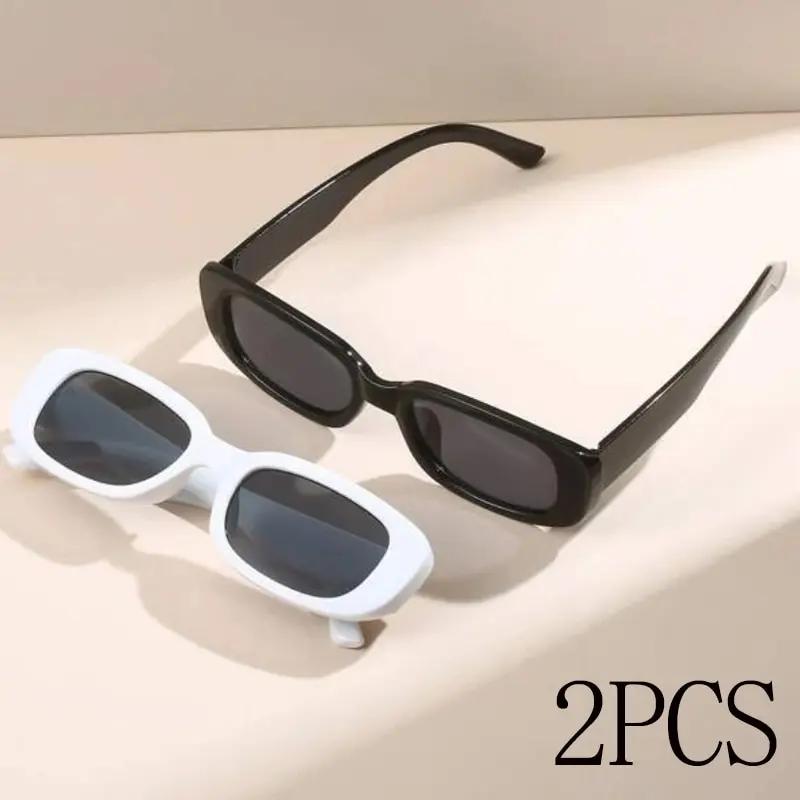 2Pcs Women Sports Glasses Vintage Mirrored Cat Eye Sunglasses Retro Small Frame Uv400 Eyewear Fashion Ladies Driver Goggles