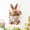 Ostern Blumenschale und Hase Wandaufkleber Selbstklebend Abnehmbar für Kinderzimmer Wohnzimmer Hintergrund Hausdekoration