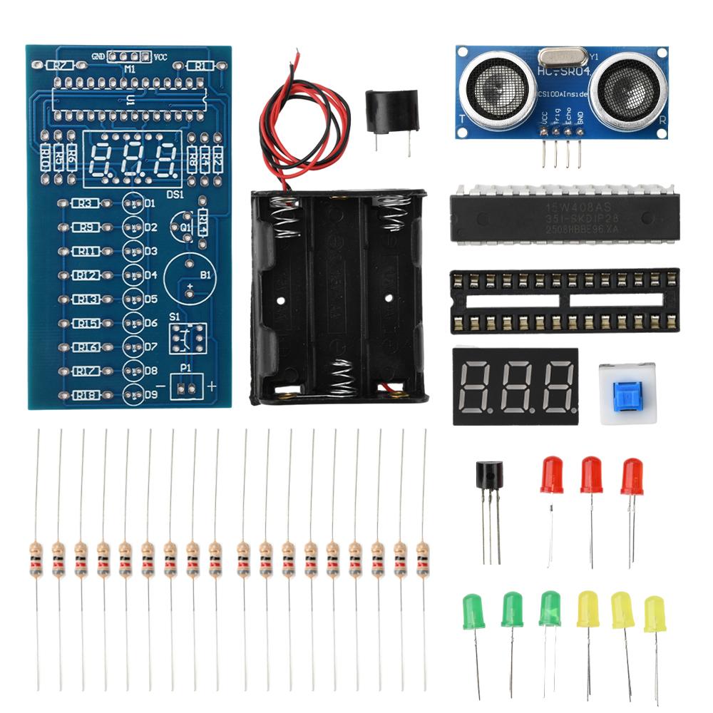 DIY Ultrasonic Distance Measuring Kit Ultrasonic Reversing Radar Ranging Alarm Module Rangefinder LED Soldering Practice DIY kit